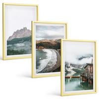 BILDER SET 3er Set - 40x60 cm Goldrahmen - Holzhaus an Bergstränden - Goldfarben, Kunststoff (40/60cm) - TULUP
