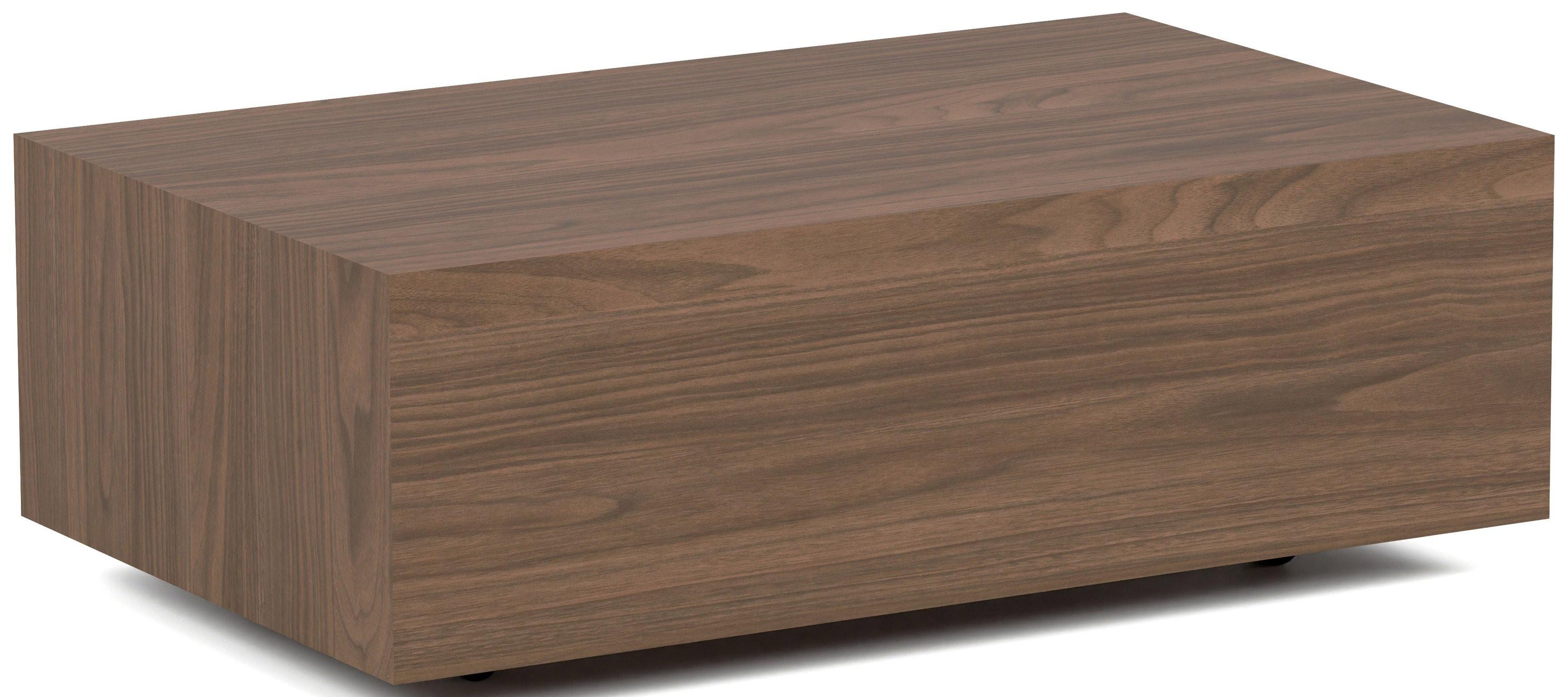 COUCHTISCH Noma Rechteckig in Nussbaum Braun, Blockform mit versteckten Rollen 90/55/28 cm - Walnussfarben/Schwarz, Holzwerkstoff (55/90/28cm) - WFL GROUP