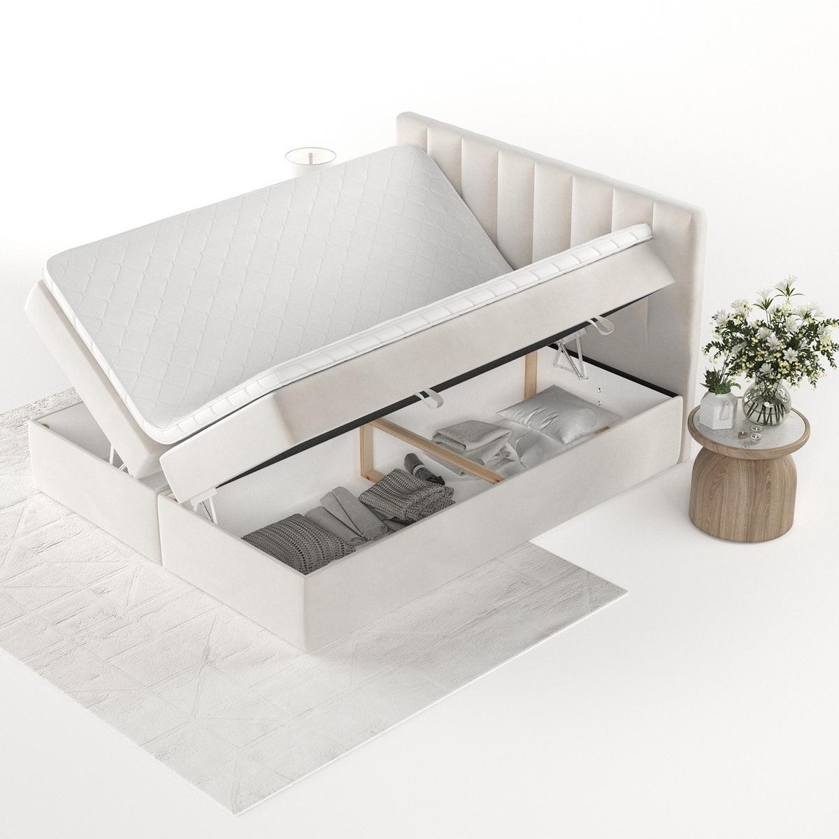 BOXBETT Bari 140/200 cm Creme im Paros Stoff - Creme, Holz/Holzwerkstoff (140/200cm) - AltaBeds