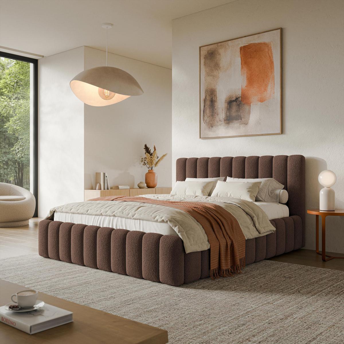 POLSTERBETT TEBA 200x200 cm mit Bettkästen - Braun - Braun, Holz (200/200cm) - MASSENO
