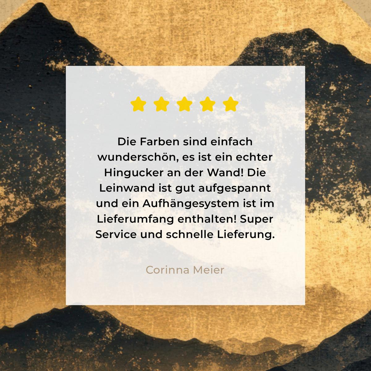 LEINWANDBILD Goldene Berge bei Mondschein Room Decor 30x40 cm - Goldfarben, Textil (30/40cm) - MuchoWow