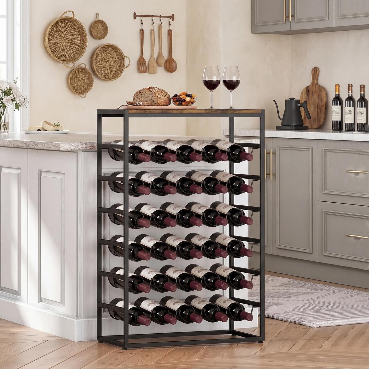 WEINREGAL Spanplatte Metall Rustikal-Braun - Braun, Metall (30/88.5/59cm) - HOMCOM