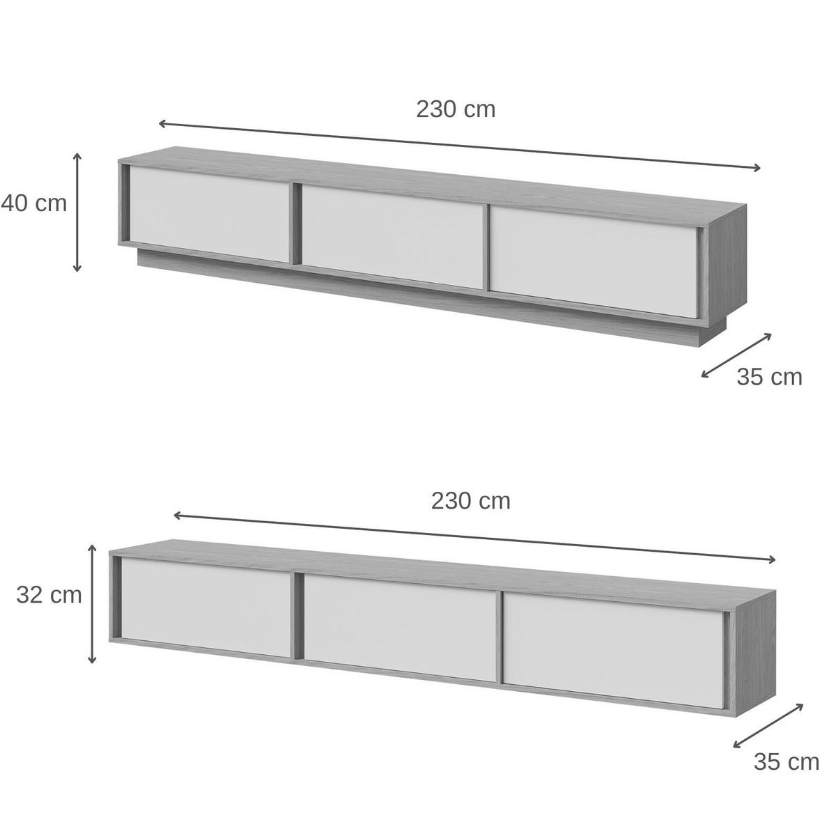 WOHNWAND Vero 2-teilig Wohnzimmer-Set mit TV-Lowboard und Hochschrank, Kaschmir - Kaschmir, Holzwerkstoff (230/185/35cm) - Beautysofa