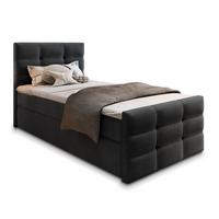 BOXBETT AMON 90 90x200 cm mit Matratze und Topper - Schwarz - Schwarz, Holz (90/200cm) - MASSENO