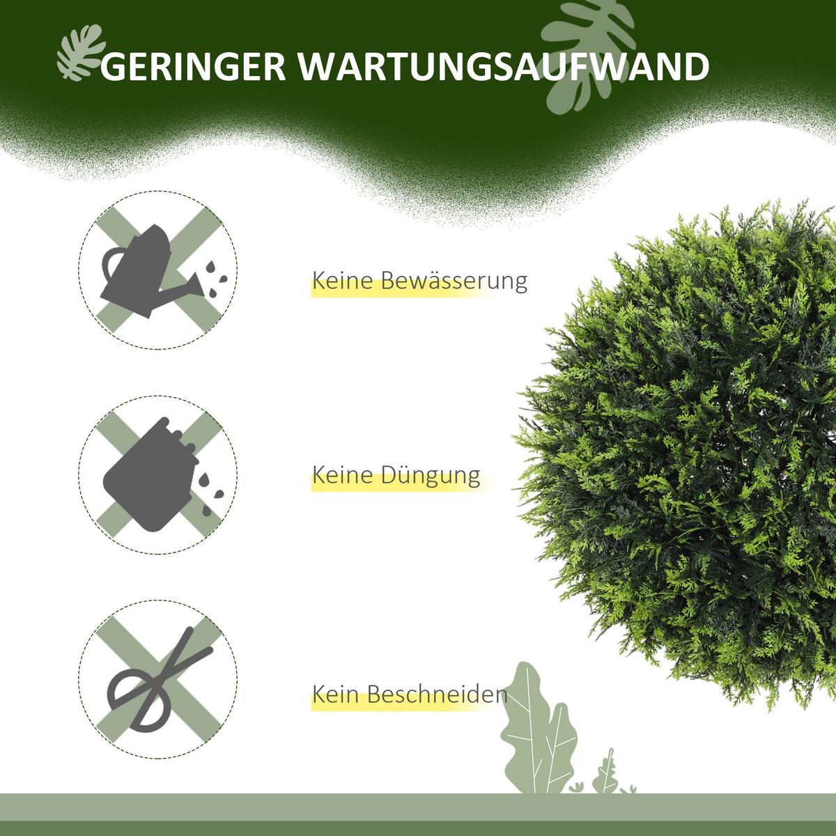 KÜNSTLICHER ZEDER 2er-Set, 45 cm Zimmerpflanze - Grün, Kunststoff (45cm) - HOMCOM