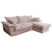 ECKSOFA DAMETO Pink Cord Mit Schlaffunktion - Pink/Schwarz, Kunststoff/Textil (266/174cm) - KAWOLA