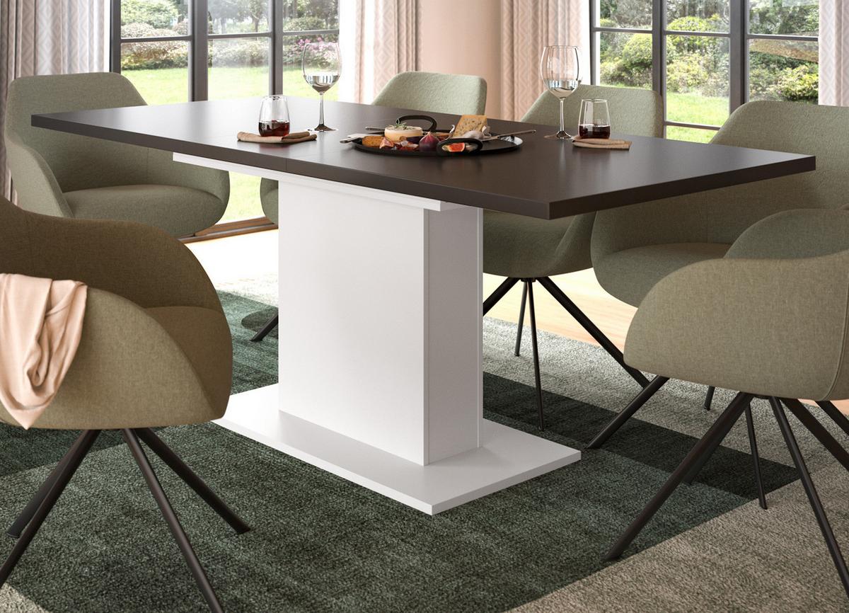 ESSTISCH weiß, grau, Küchentisch ausziehbar 150 - 190 cm - Weiß/Grau, Holzwerkstoff/Metall (150/90/76cm) - Inn.Furn