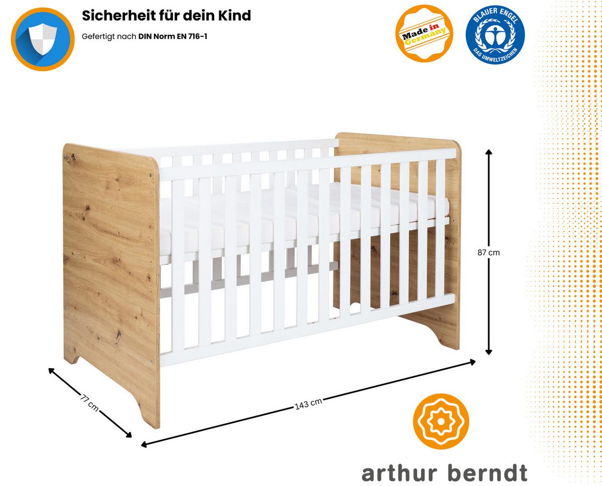 BABYZIMMER Set Marlon 2-tlg. - Weiß/Eiche Artisan, Holzwerkstoff (1/1/1cm) - arthur berndt
