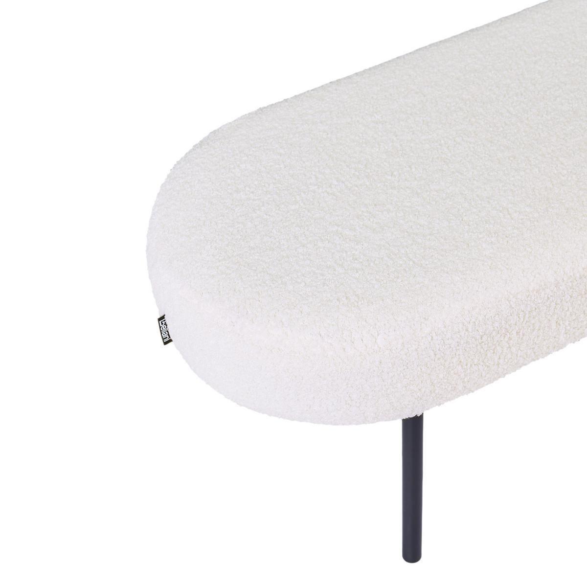 POLSTERBANK Bouclé Cremeweiß Wolfeboro - Creme, Textil (98/38/35cm) - Beliani