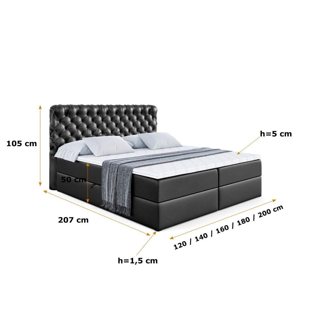 BOXBETT mit Matratze H3 und Lattenrost - BOXI8 - 140x200 cm Schwarz Hochglanz - Schwarz Hochglanz, Holzwerkstoff (140/200cm) - ALTDECOR