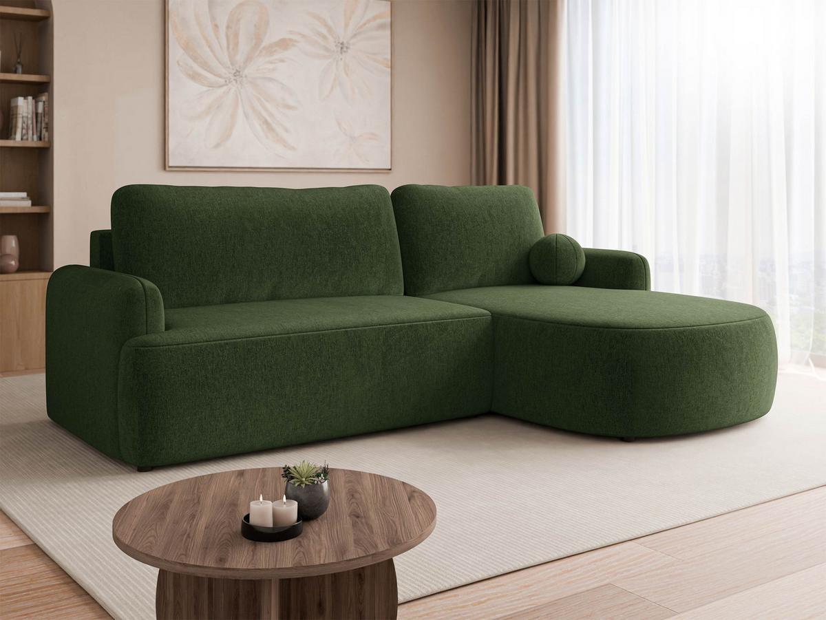 ECKSOFA Loridu, Seite: Rechts - Dunkelgrün/Schwarz, Holz/Kunststoff (174/250cm) - MIRJAN24