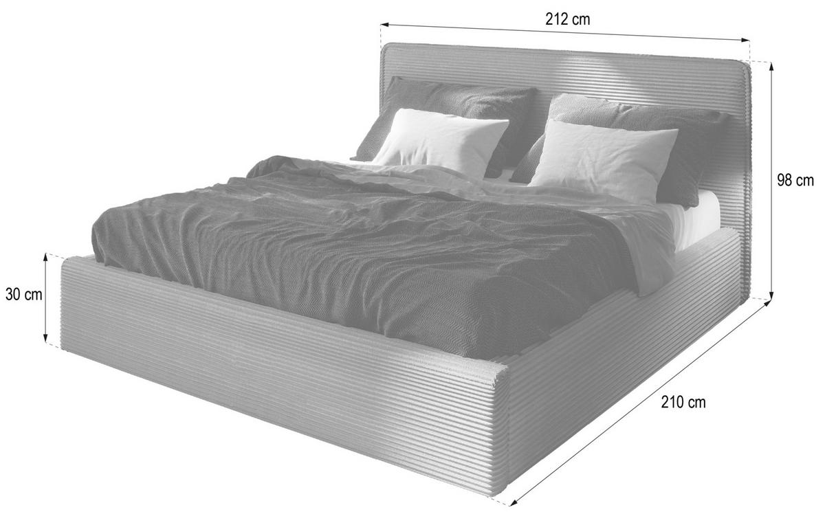 POLSTERBETT PARMA 200x200 cm mit Bettkästen - Gelb - Gelb, Holz/Textil - MASSENO