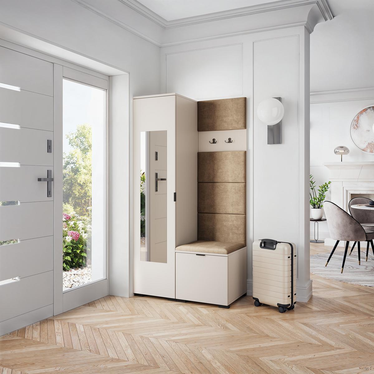 GARDEROBENSCHRANK VIRA 95/181/51 cm Modern Garderobe-Set Kaschmir - Kaschmir/Mokka, Holzwerkstoff (95/181/51cm) - MASSENO