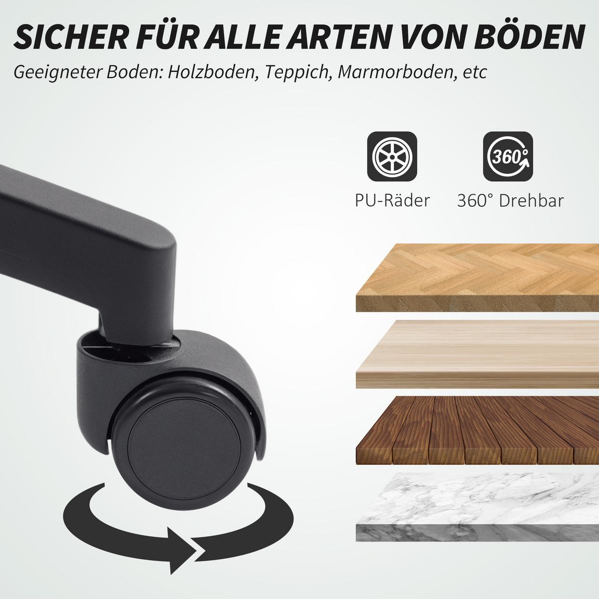 NETZ-BÜROSTUHL Verstellbarer Schreibtischstuhl mit Netzstoff-Rückenlehne Schwarz - Schwarz, Textil (59/102.5/65cm) - HOMCOM