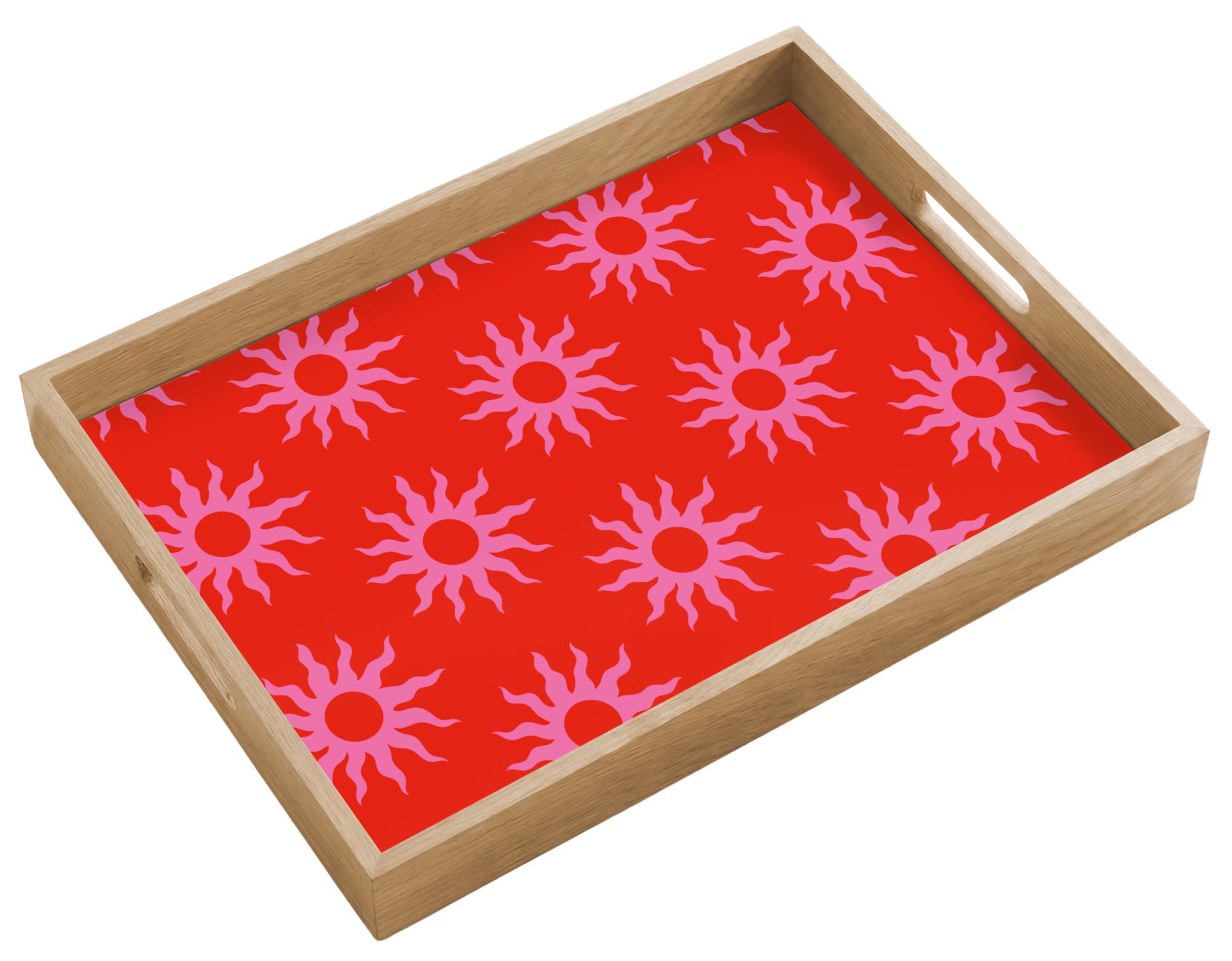 TABLETT Sonnen - Rot - Rosa - Muster - Sommer 50x35 cm - Rot, Holz (50/5/5cm) - OnlyWow