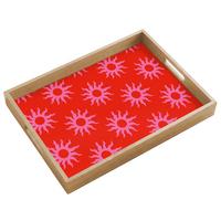 TABLETT Sonnen - Rot - Rosa - Muster - Sommer 50x35 cm - Rot, Holz (50/5/5cm) - OnlyWow