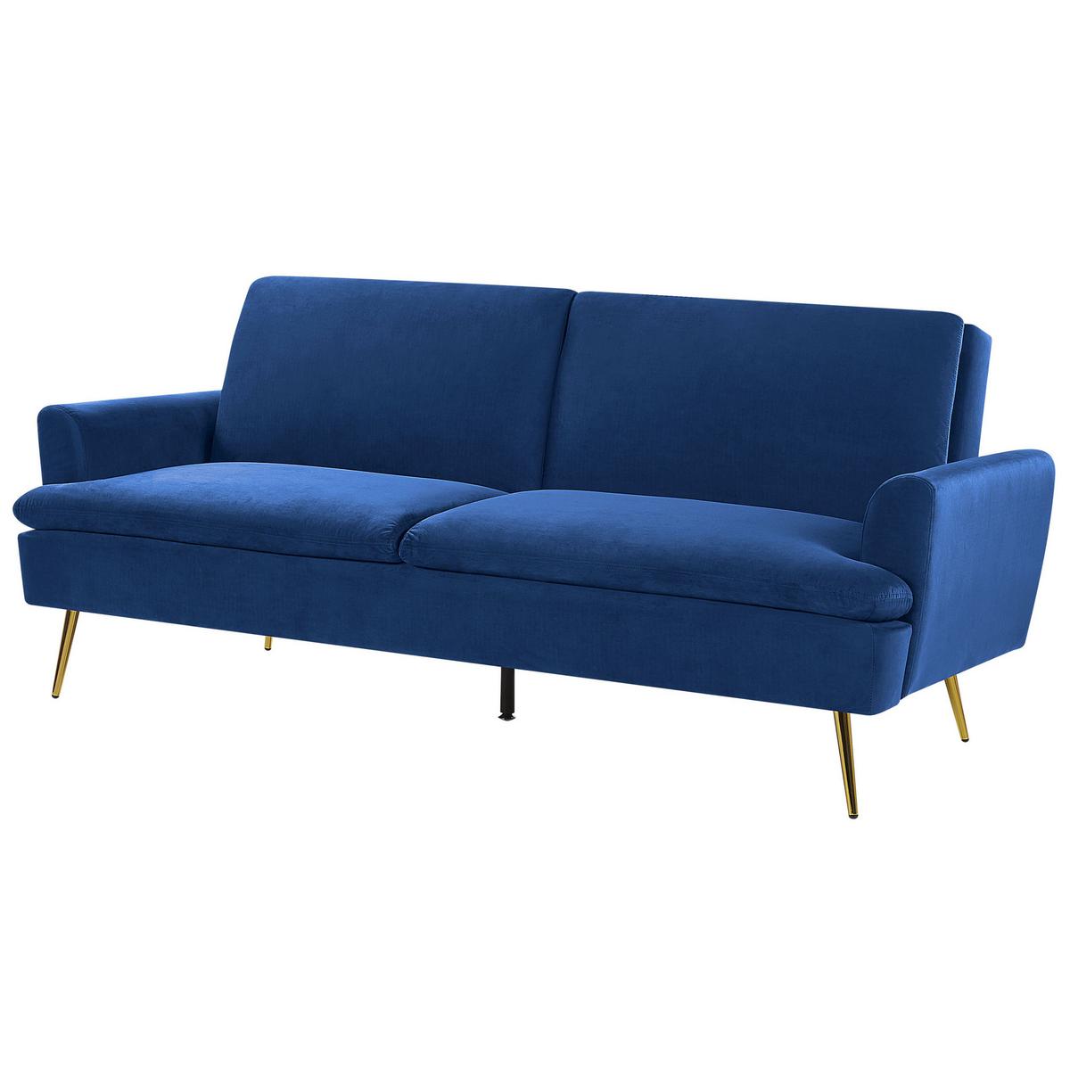 3-SITZER-SCHLAFSOFA Samtstoff Marineblau Vettre - Hellblau, Textil (210/88/84cm) - Beliani