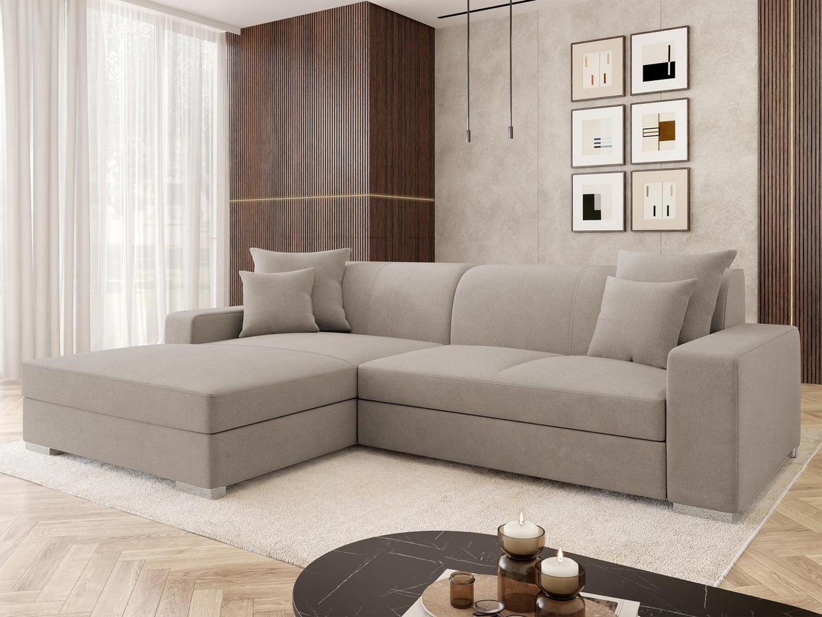 ECKSOFA Mexico, Seite: Links - Chromfarben/Beige, Holz/Kunststoff (263/178cm) - MIRJAN24