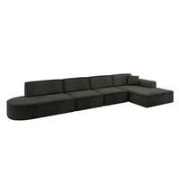 ECKSOFA Ottomane Rechts IREA-L3-v3 - 412x165x77 cm Schwarz - Schwarz, Holzwerkstoff/Textil (412/165cm) - ALTDECOR