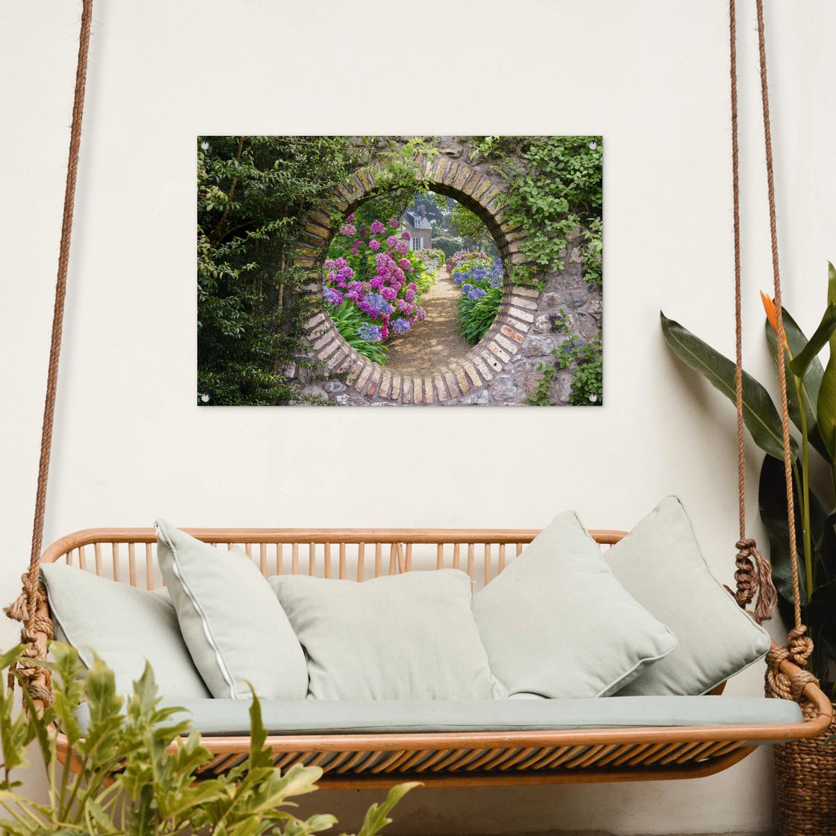 GARTENPOSTER Transparent - Blumen - Hortensie - Sommer Gartendeko 90x60 cm - Graubraun, Kunststoff (90/60/0.2cm) - OnlyWow