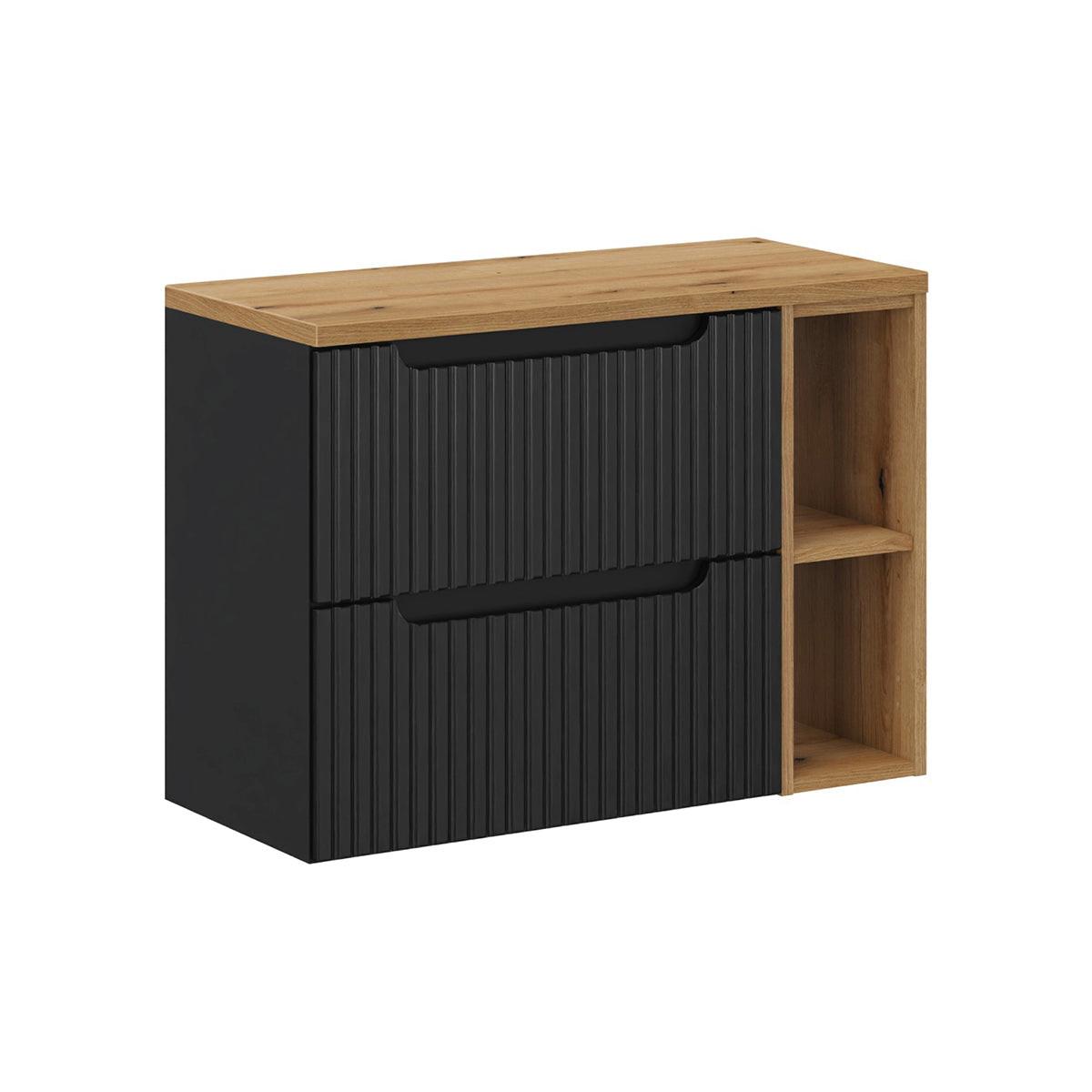 WASCHTISCHUNTERSCHRANK 80.4cm Riva Schwarz und Holz - Schwarz, Holzwerkstoff (80.4/59/40cm) - Petits-meubles