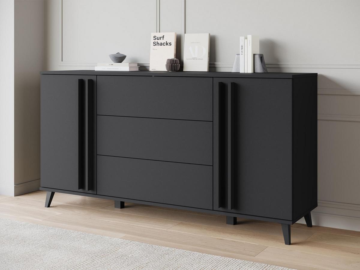SIDEBOARD Helsinki 150 - Schwarz/Graphitfarben, Holzwerkstoff/Kunststoff (150/78/40cm) - MIRJAN24