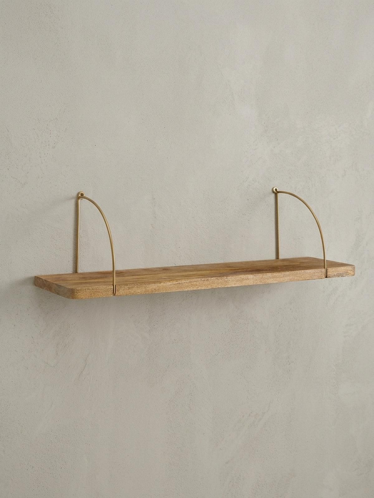 WANDREGAL TEVERE Mango Massivholz Eisen Industrial, Beige 80x22x25 cm - Beige, Holz/Metall (80/25/22cm) - KADIMA DESIGN