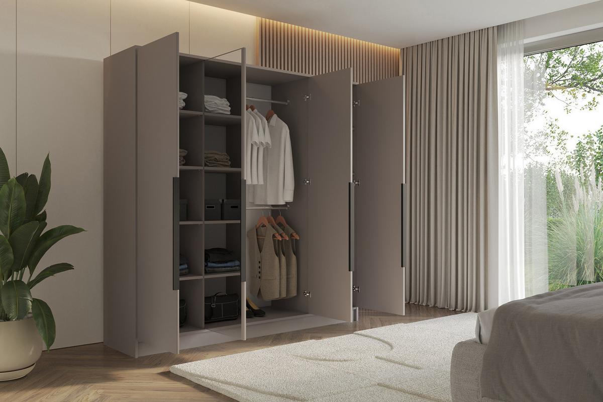 KLEIDERSCHRANK - LESE - 200 - Kaschmir - Kaschmir/Schwarz, Holzwerkstoff (200/200/51cm) - ALTDECOR