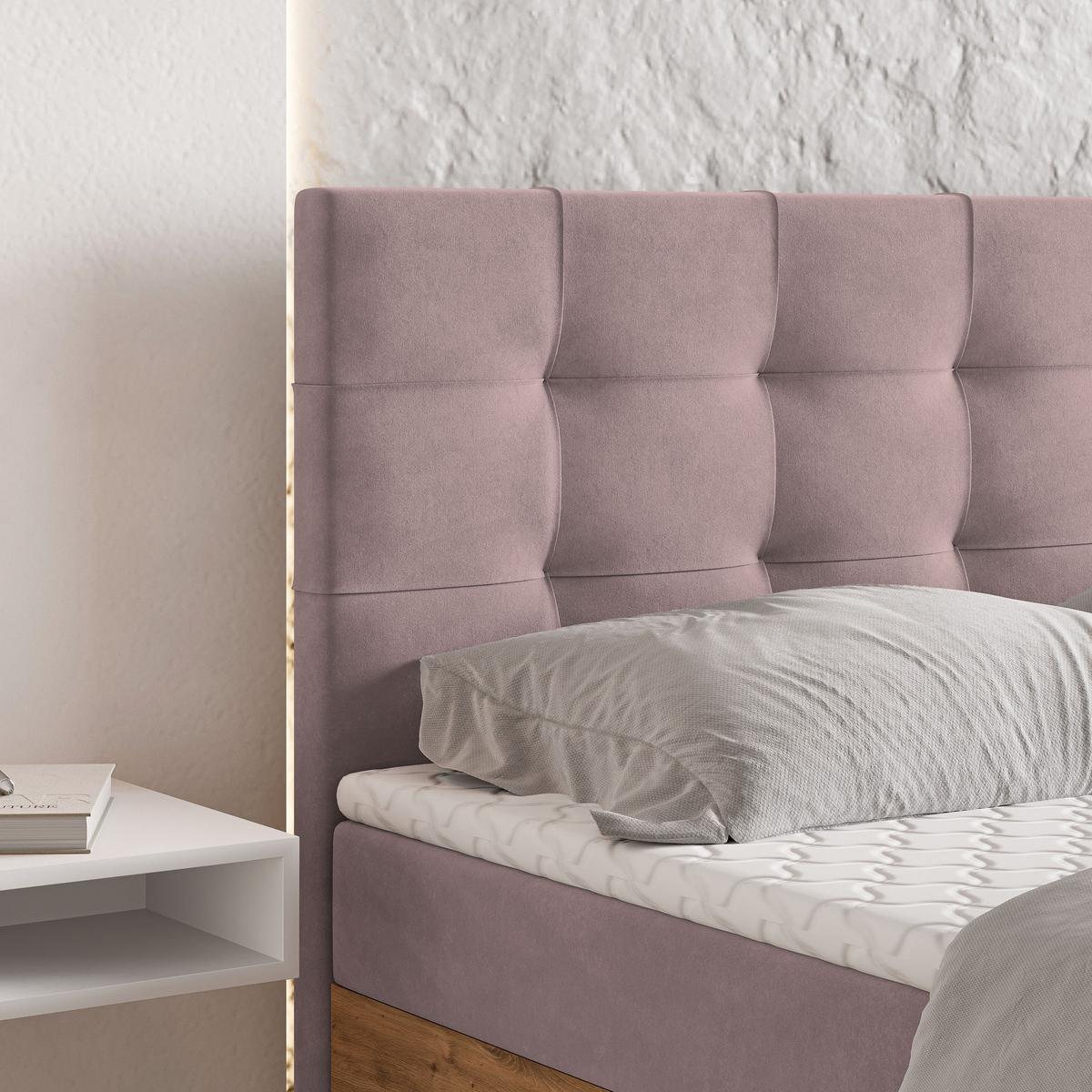 BOXBETT MOLVEN 140x200 cm mit Matratze und Topper - Rosa - Rosa, Holz (140/200cm) - MASSENO