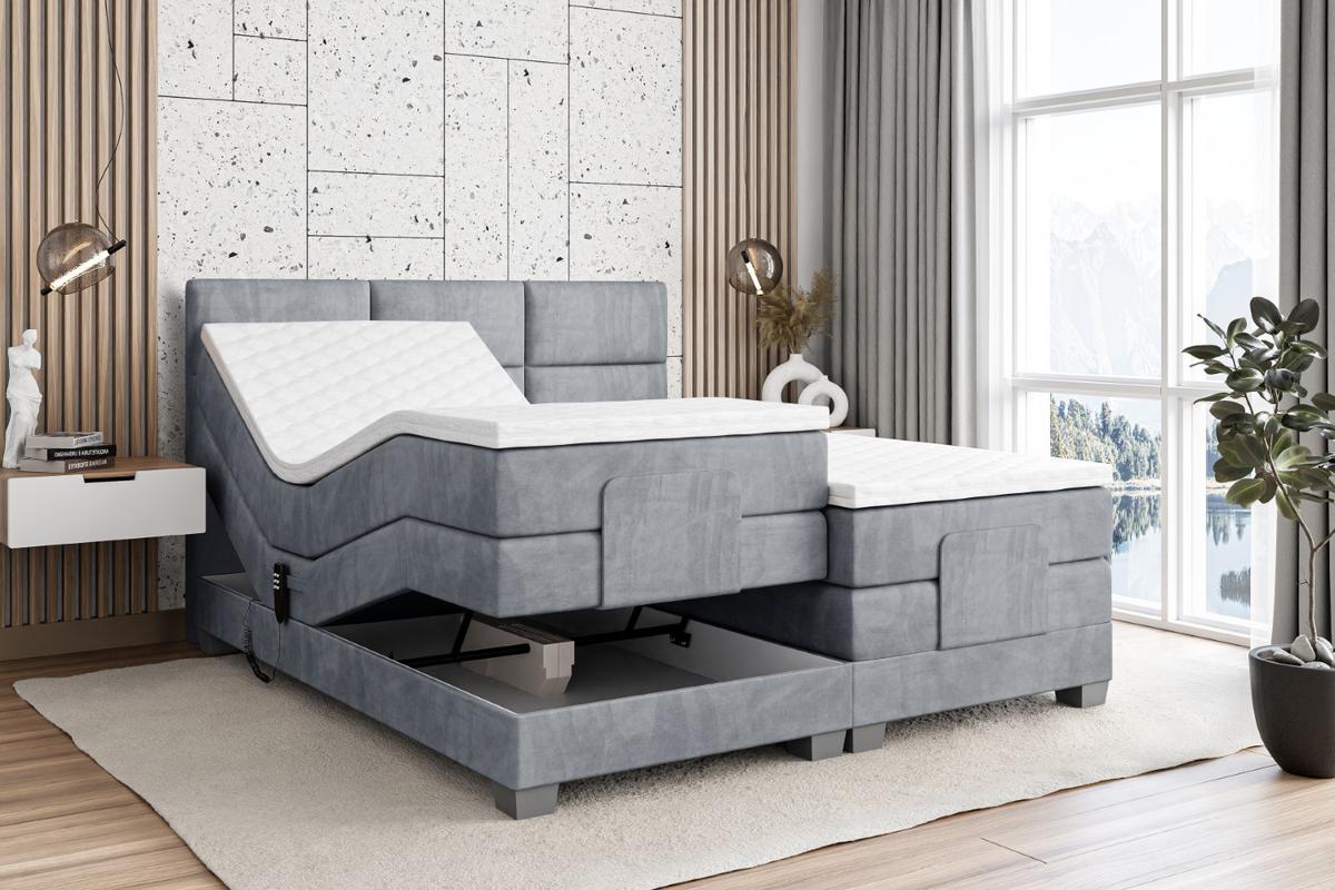 BOXSPRINGBETT elektrisch verstellbar mit 2 Matratzen H4/Taschenfederung PROT EL 160 x 200 Hellgrau - Hellgrau, Holzwerkstoff (167/200cm) - ALTDECOR