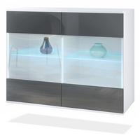 KOMMODE Bari Grau Hochglanz - Grau, Holzwerkstoff (92.5/73.5/35cm) - Vladon