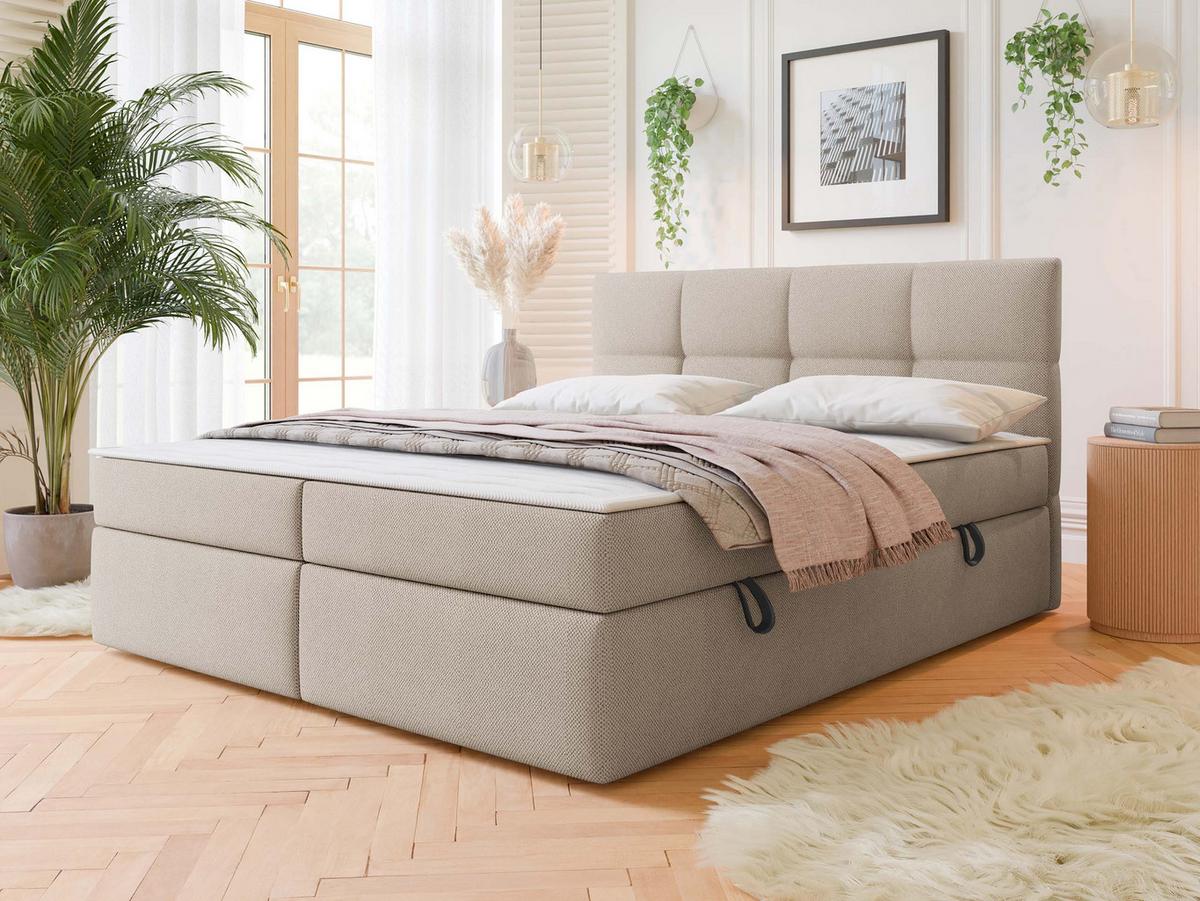 BOXBETT Figaro - H3 - Creme/Schwarz, Holz/Textil (180/200cm) - MIRJAN24