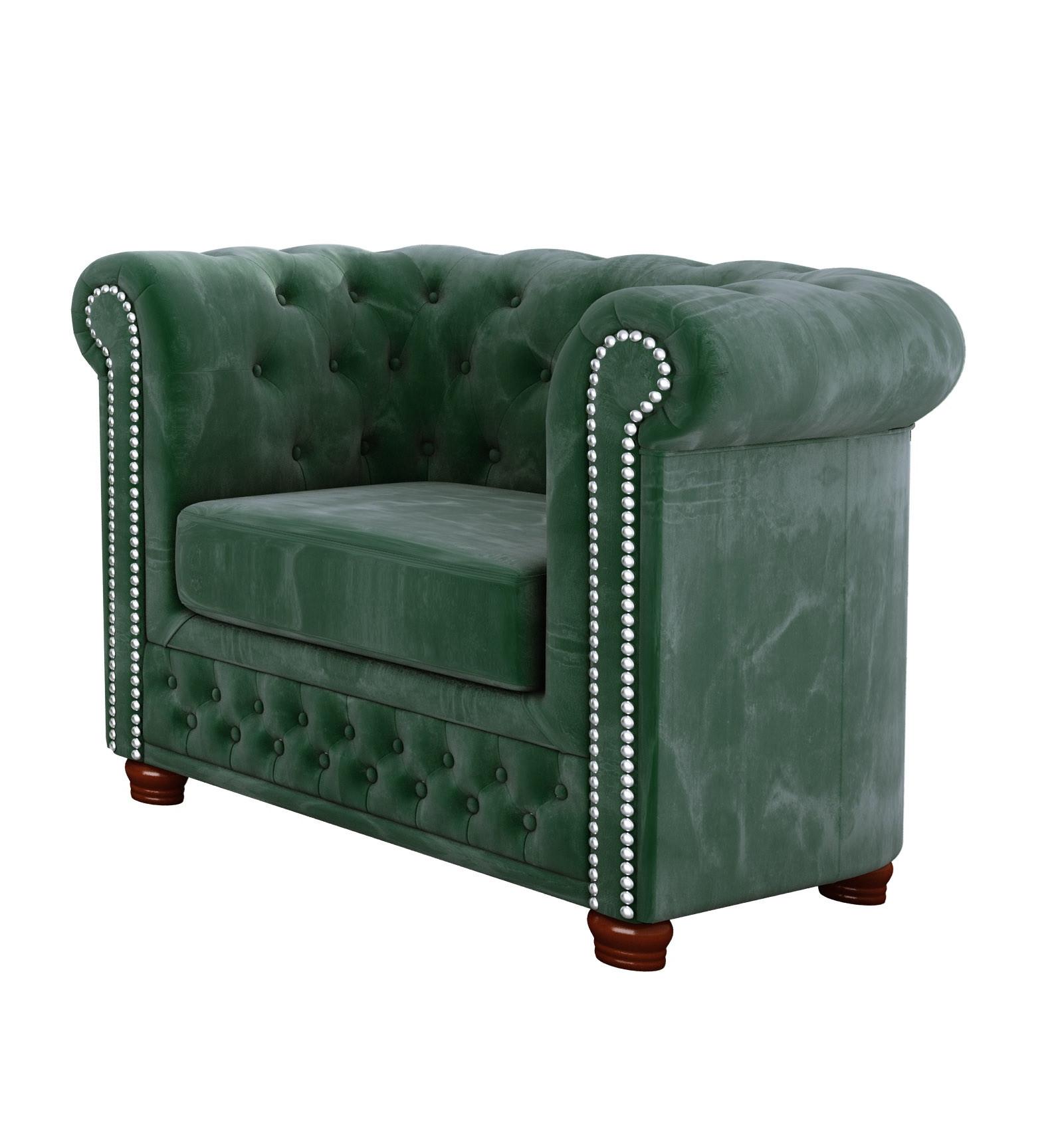 CHESTERFIELD-SESSEL Lauren Flasche grün Samt - Smaragdgrün/Braun, Holz/Textil (94/72/86cm) - S-Style Möbel