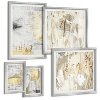 BILDER SET 5er Set - 50x50 cm & 20x30 cm & 40x60 cm Silberner Rahmen - Abstrakte minimalistische Muster - Silberfarben, Kunststoff (40/60cm) - TULUP