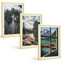 BILDER SET 3er Set - 40x60 cm Goldrahmen - Brücke, Wald, See, Boote, Berge - Goldfarben, Kunststoff (40/60cm) - TULUP