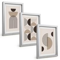 BILDER SET 3er Set - 20x30 cm Silberner Rahmen - Abstrakte Minimalismusmuster - Silberfarben, Kunststoff (20/30cm) - TULUP