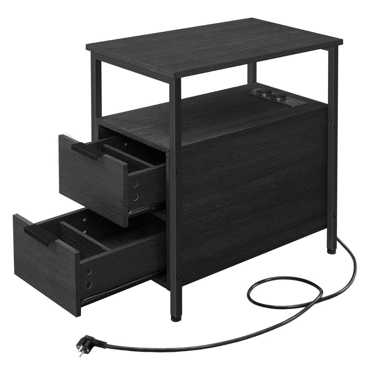 BEISTELLTISCH mit 2 Schubladen - H60 cm - Schwarz, Holzwerkstoff (43/60/60cm) - Calicosy