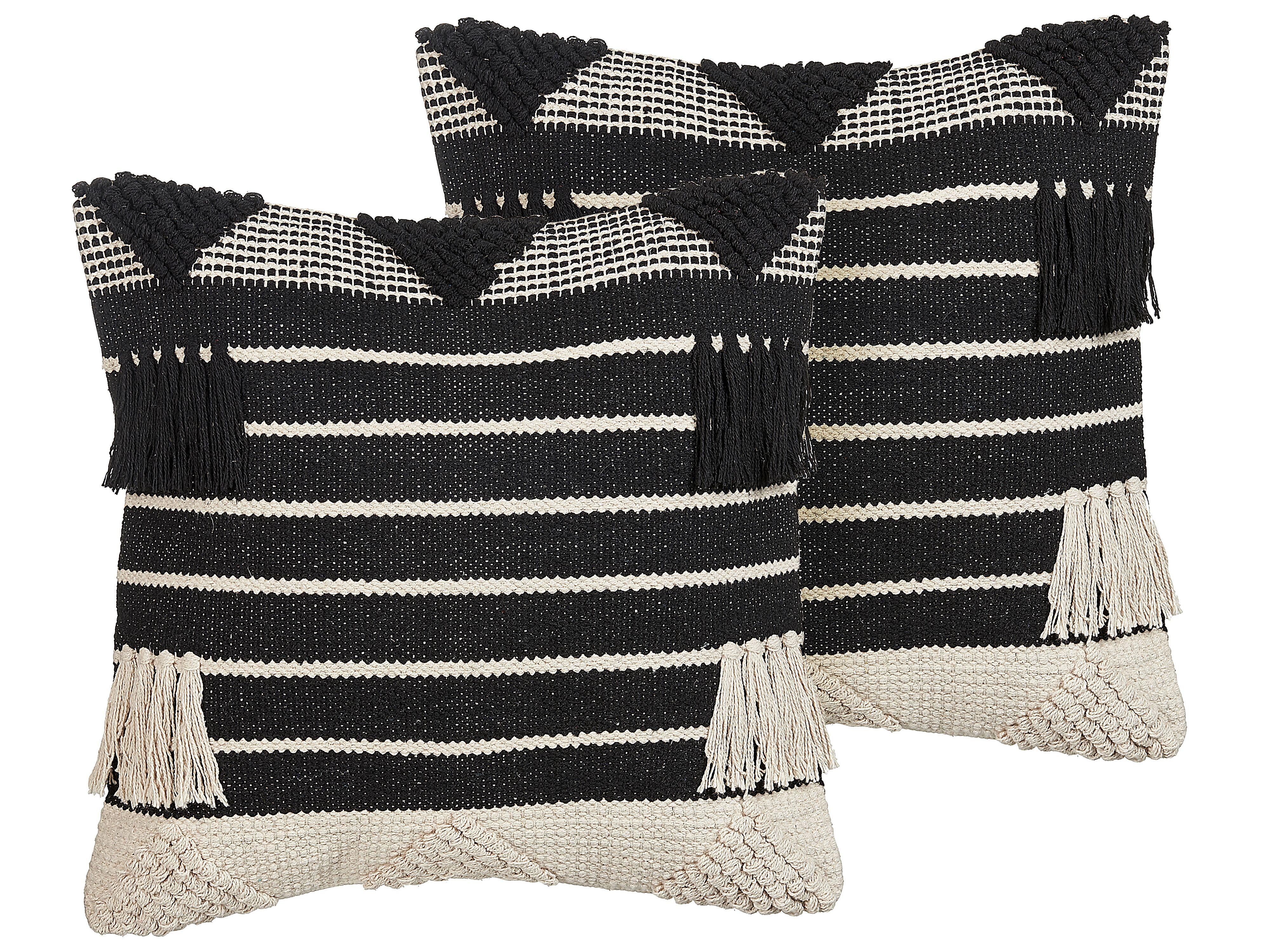 DEKOKISSEN 2er-Set Schwarz 50/50 cm Chittoor - Schwarz, Naturmaterialien/Textil (50/50cm) - Beliani