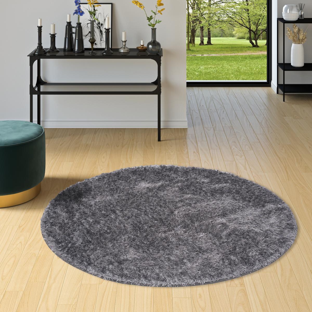 HOCHFLOR SHAGGY TEPPICH FEELING MIX RUND - Silberfarben, Textil (200/200cm) - Snapstyle
