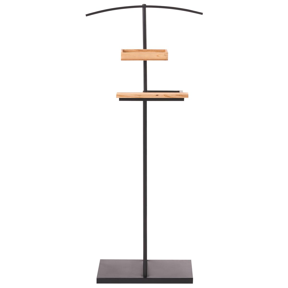 GARDEROBENSTÄNDER mit Fächern Schwarz Pipoon - Hellbraun, Metall (52/116/21cm) - Beliani