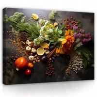 LEINWANDBILD Küche Gewürze 120x80 - Multicolor, Holzwerkstoff (120/80cm) - Wallarena