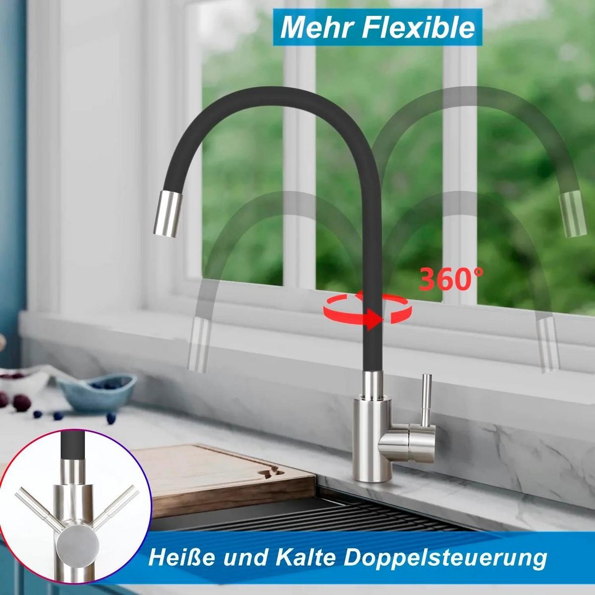 KÜCHENARMATUR SABINE 27/6/38 cm - Schwarz, Metall (6/38/27cm) - Nettlife