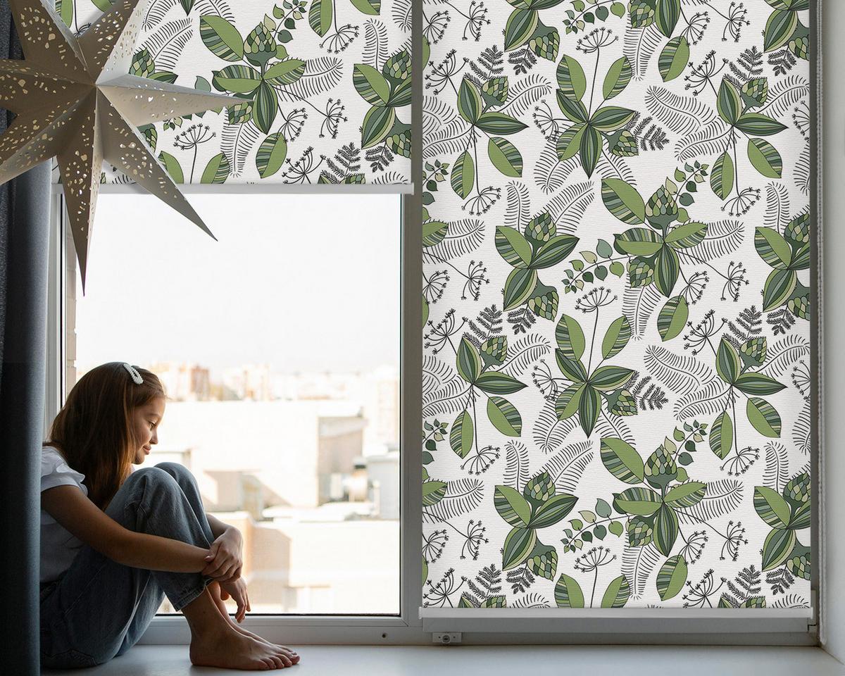 INNENROLLO - Fensterrollo - Rollo - 90x140 cm - Pflanzen - Grün, Kunststoff (90/140/0.5cm) - TULUP