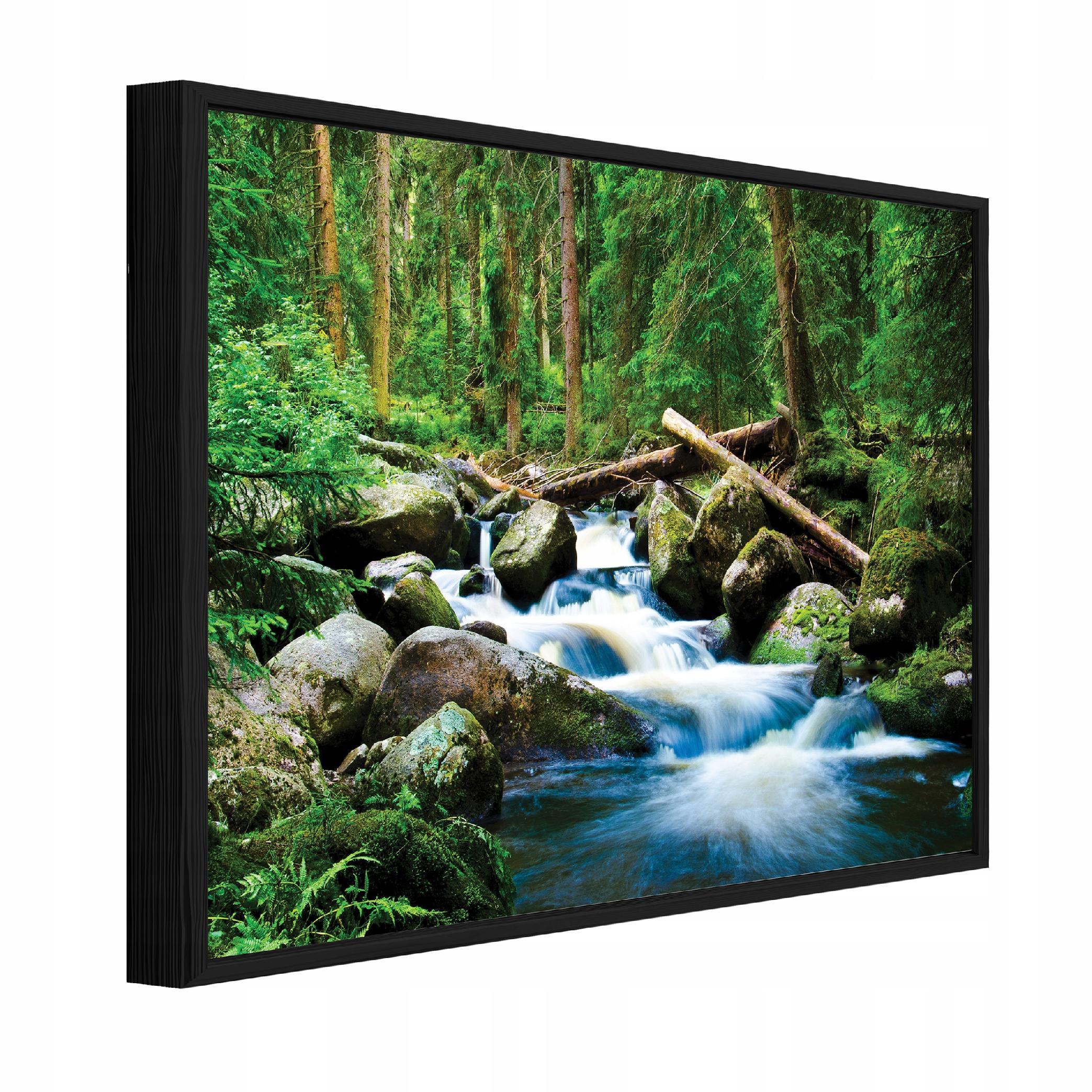 BILDER mit Rahmen Wald Fluss Grün 120x80 cm - Multicolor, Holzwerkstoff (120/80cm) - Wallarena