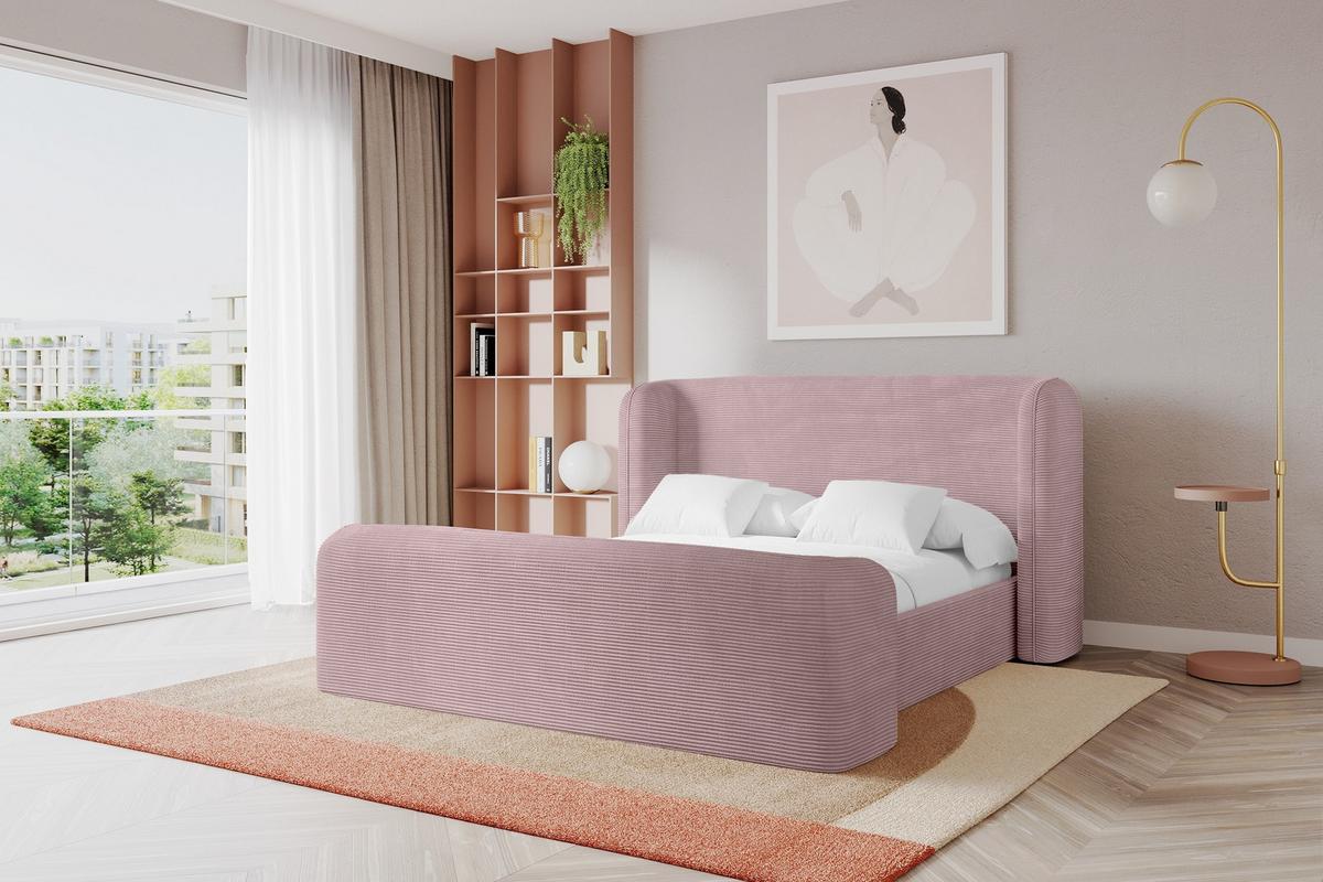 POLSTERBETT mit Bettkasten, Fußteil und Lattenrost, Bett mit Matratze H3/H4 - ESTI-Z 140x200 Rosa - Rosa, Holzwerkstoff/Textil (140/200cm) - ALTDECOR