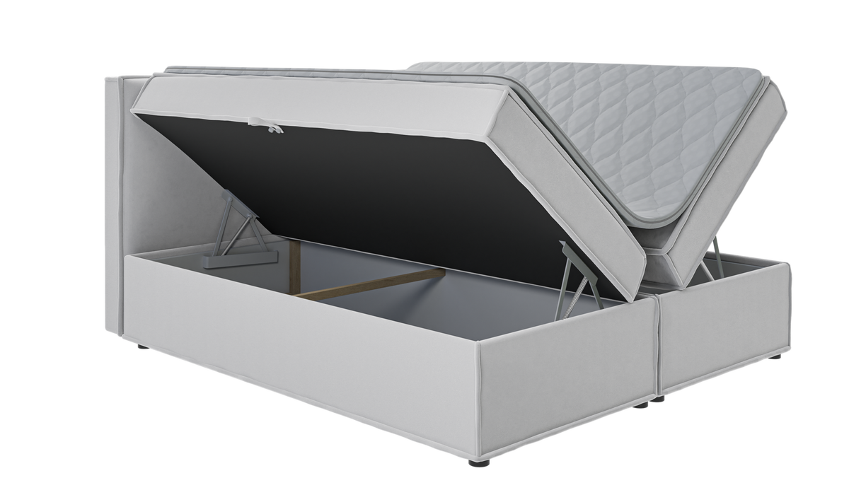 BOXBETT Eclipse 180/200 cm Silber Luxusmicrofaser - Silberfarben/Schwarz, Holz/Kunststoff (180/200cm) - S-Style Möbel