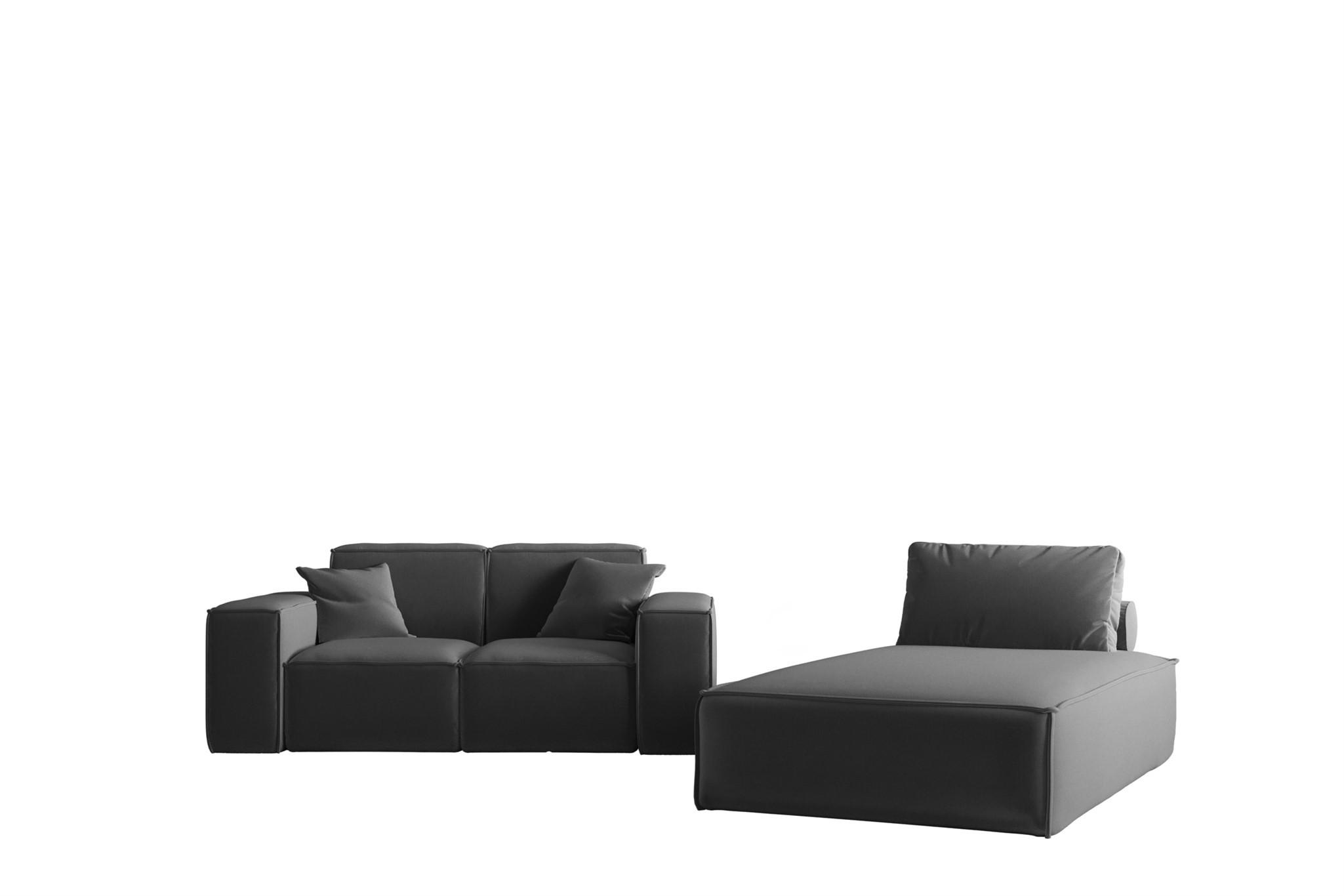 SOFA Sezlong Celes Premium 2er-set - Dunkelgrau, Holzwerkstoff/Textil (110/95/194cm) - Fun Möbel