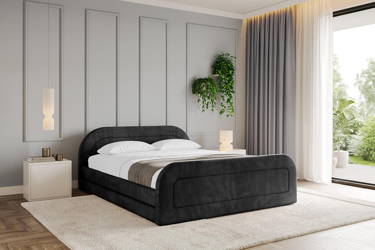 POLSTERBETT mit Bettkasten, Fußteil und Lattenrost, Boxbett ohne Matratze - LERIS-v1-Z 180x200 Schwarz - Schwarz, Holzwerkstoff/Textil (180/200cm) - ALTDECOR
