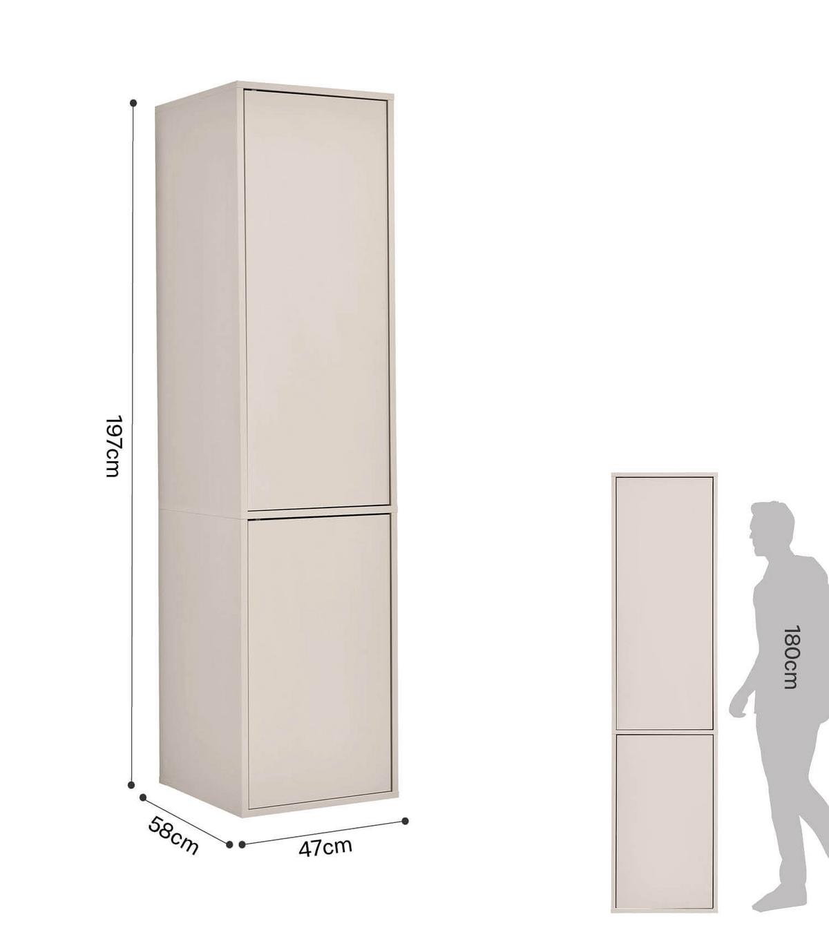 KLEIDERSCHRANK Robe - Beige, Holzwerkstoff (47/197/58cm) - Mokebo