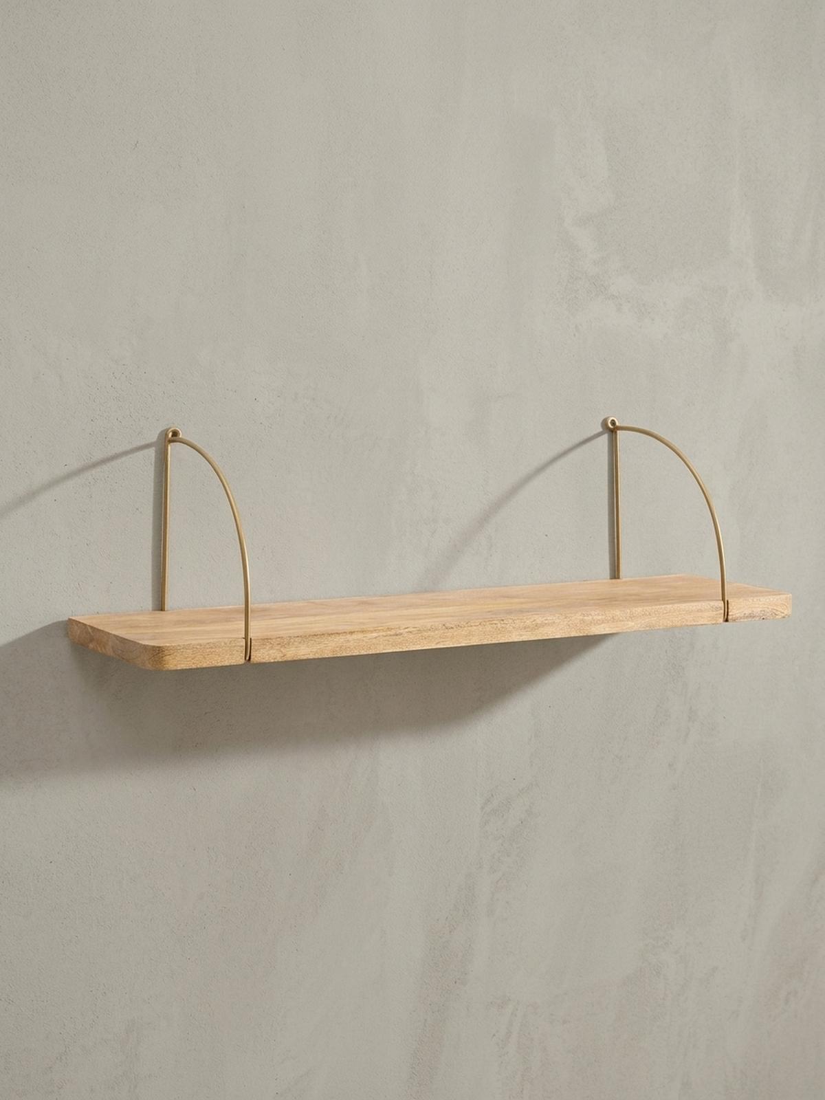WANDREGAL TEVERE Mango Massivholz Eisen Industrial, Beige 80x22x25 cm - Beige, Holz/Metall (80/25/22cm) - KADIMA DESIGN